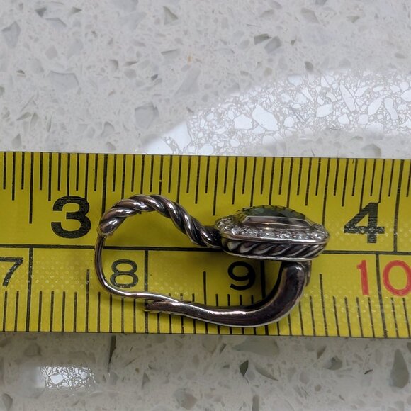 David Yurman 5MM Petite Albion SS Peridot and Diamonds Drop Earrings - Picture 5 of 5